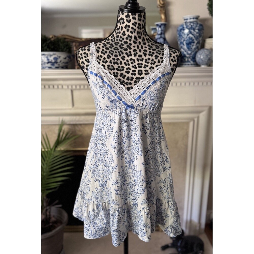 Victoria's Secret Angels Babydoll Nightie Chemise Blue Floral women's Sz S